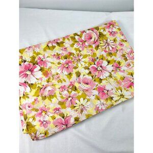 Vintage Springmaid Marvellaire Twin Flat Sheet Pink & Yellow Floral 50% Cotton 5